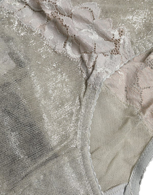 Gray Cotton Floral Lace High Waist Panty Underwear