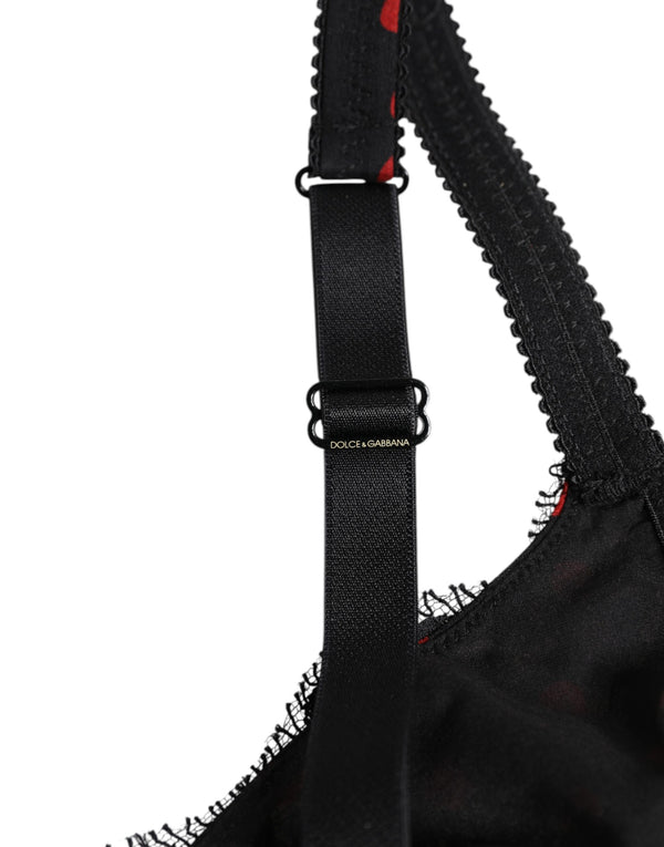 Black Red Polka Dot Underwired Balconette Underwear