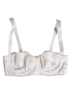 White Silk Underwired Balconette Bra Underwear
