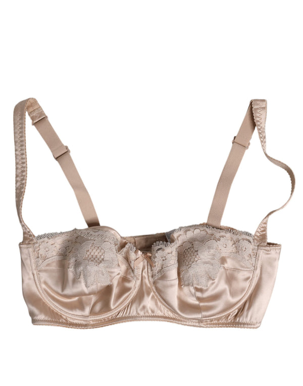 Biege Silk Underwired Balconette Bra Underwear