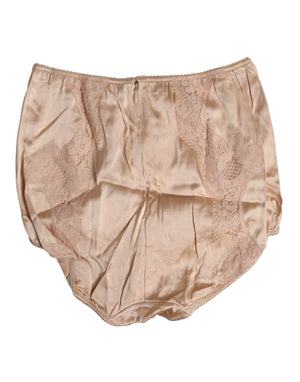 Beige Silk Lace High Waist Bikini Panty Underwear