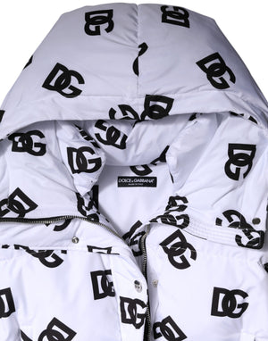 White Black DG Mania Polyester Puffer Jacket