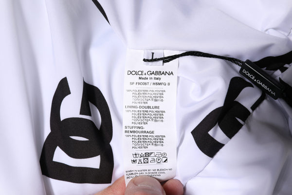 White Black DG Mania Polyester Puffer Jacket