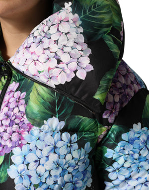 Multicolor Floral Print Puffer Quilted Jacket