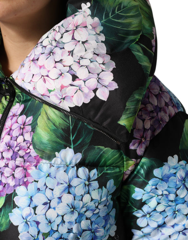 Multicolor Floral Print Puffer Quilted Jacket