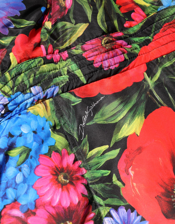 Multicolor Floral Hooded Puffer Coat Jacket