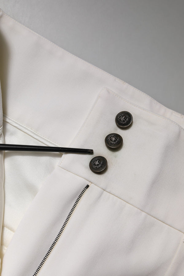 White Wool High Waist Tapered Pants