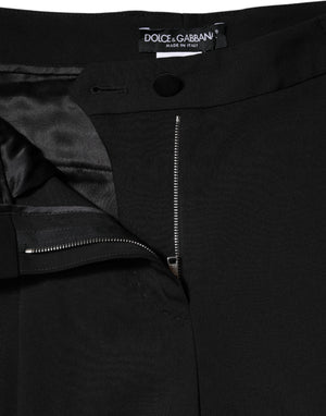 Black Wool High Waist Wide Leg Pants