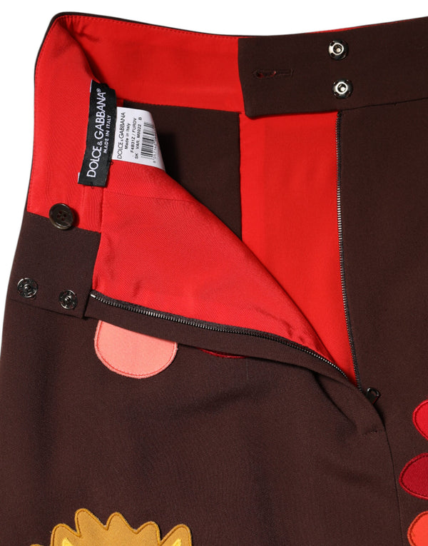 Brown Floral High Waist Side Slit Skirt