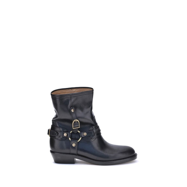 Black Calf Leather Bos Taurus Ankle Boots