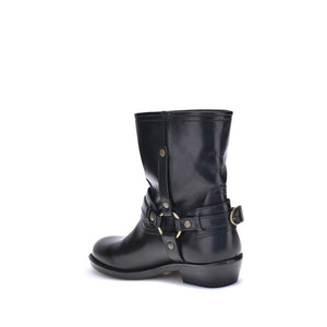 Black Calf Leather Bos Taurus Ankle Boots