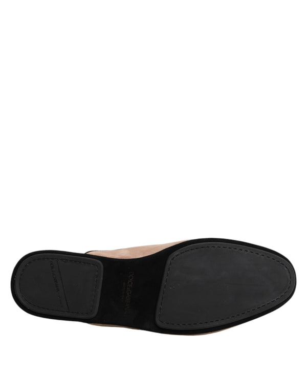 Beige Capra Suede Slides Flat Slipper Shoes