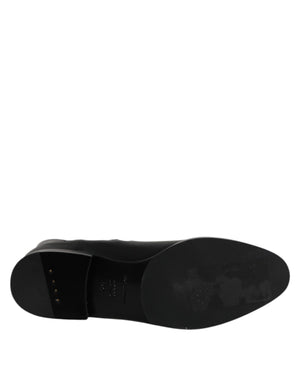 Black Leather Flats Logo Short Boots Shoes