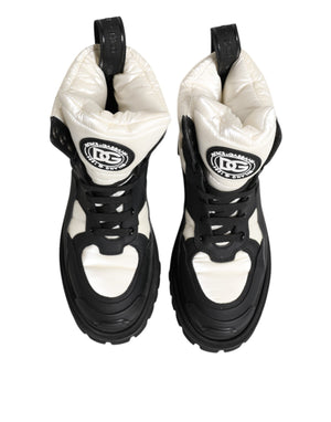 Black White Padded Lace Up Short Boots Shoes