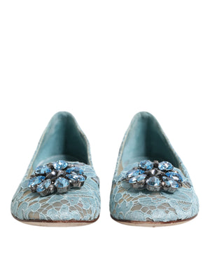 Blue Lace Crystal Ballet Flats Loafers Shoes
