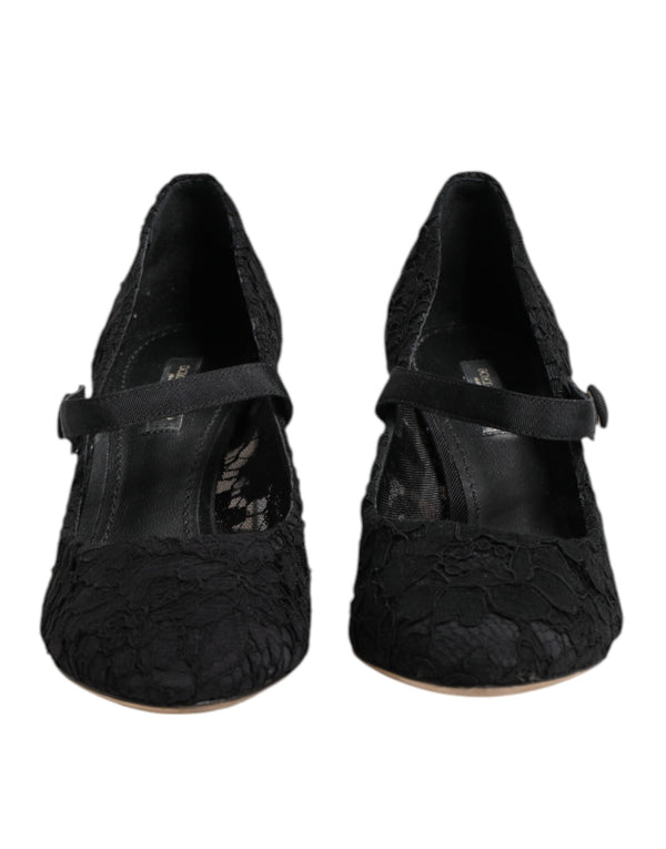 Black Mary Jane Taormina Lace Pumps Shoes