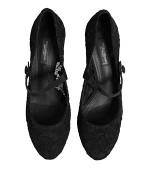 Black Mary Jane Taormina Lace Pumps Shoes