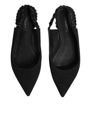 Black Crystal Charmeuse Slingback Shoes