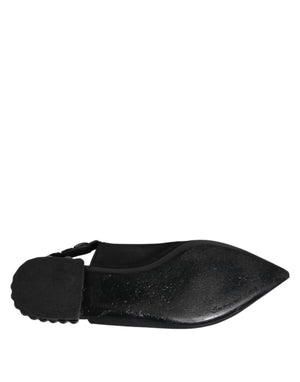 Black Crystal Charmeuse Slingback Shoes