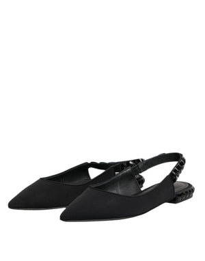 Black Crystal Charmeuse Slingback Shoes