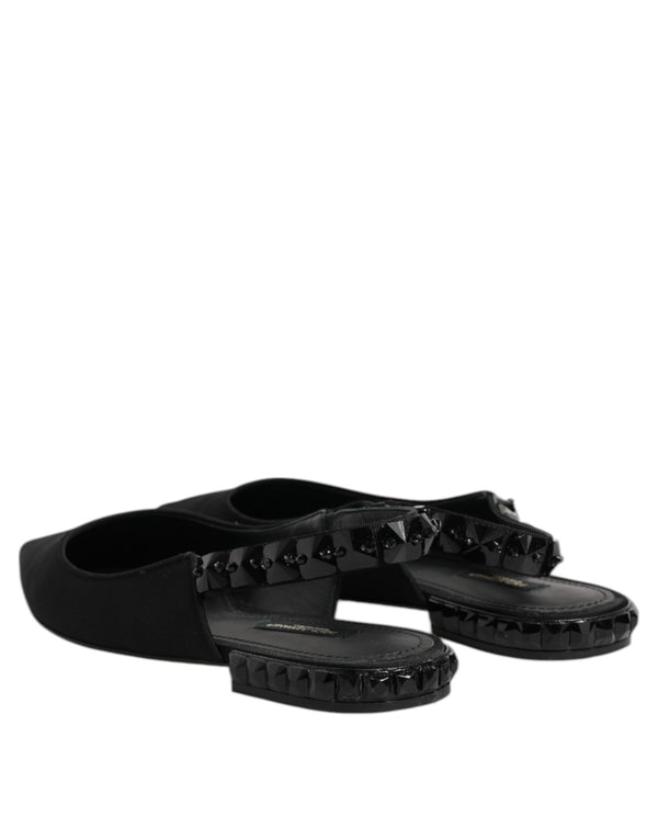 Black Crystal Charmeuse Slingback Shoes