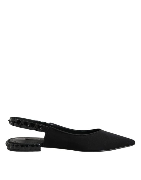 Black Crystal Charmeuse Slingback Shoes