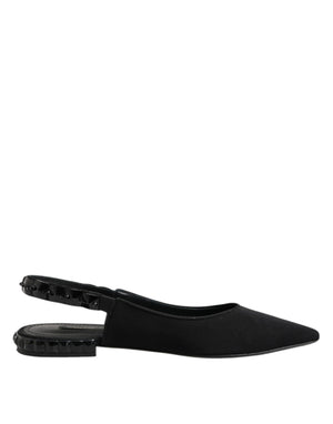 Black Crystal Charmeuse Slingback Shoes