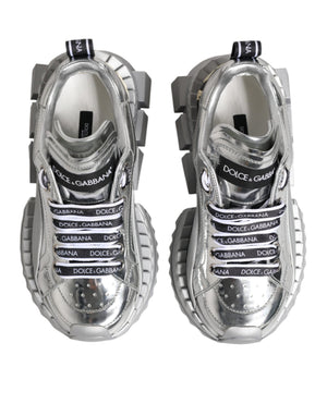 Silver Leather Super Queen Sneakers Shoes
