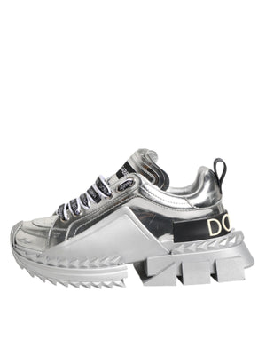 Silver Leather Super Queen Sneakers Shoes