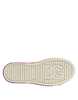 White Pink Leather Low Top Sneakers Shoes