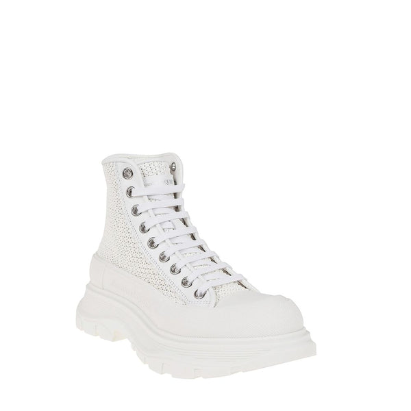 White Raffia High Top Sneakers