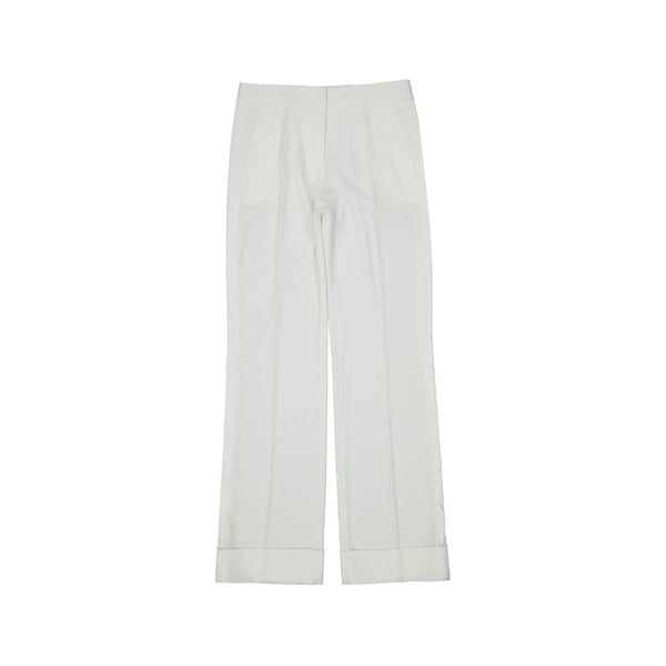 White Polyester Casual Pants