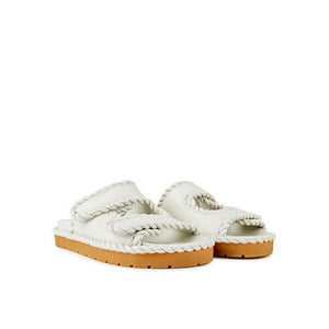 White Lamb Leather Flat Sandals