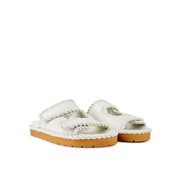 White Lamb Leather Flat Sandals