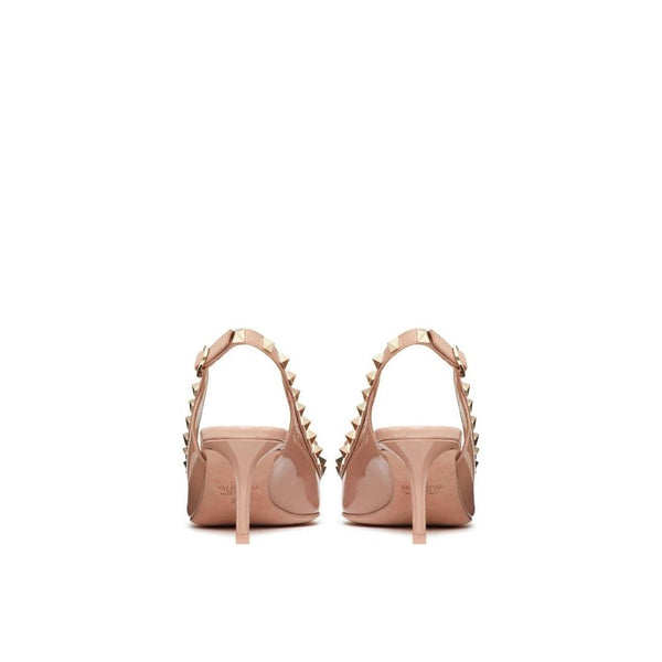 Beige Calfskin Mid Heel Pumps