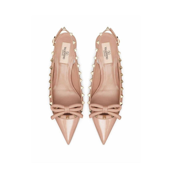 Beige Calfskin Mid Heel Pumps
