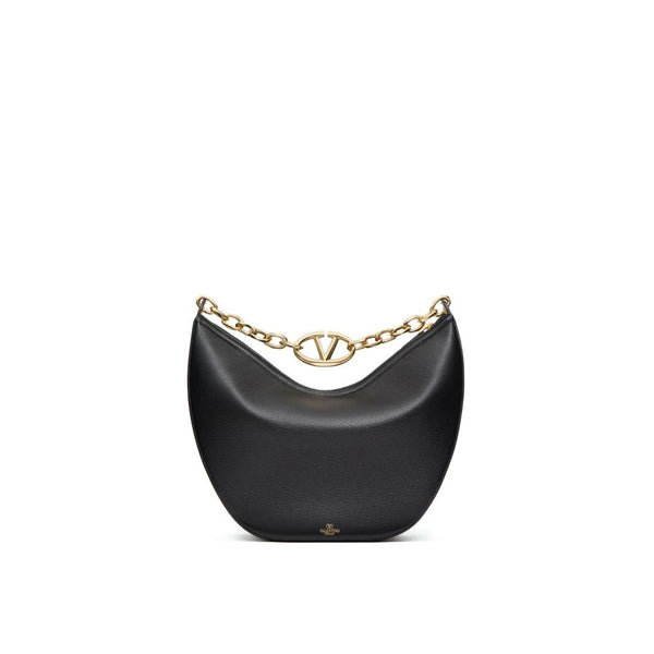 Black Calfskin Shoulder Bag