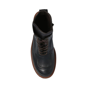 Black Calfskin Lace-Up Boots