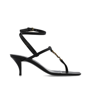 Black Calfskin Stiletto Heel Sandals