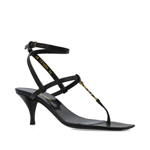 Black Calfskin Stiletto Heel Sandals