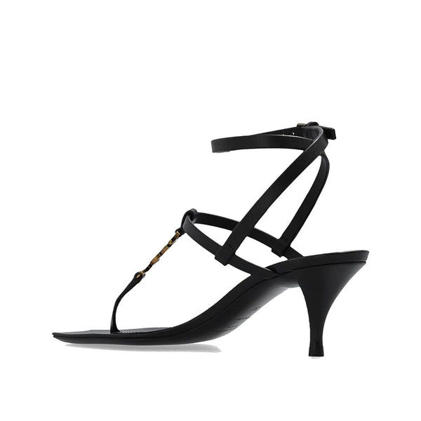 Black Calfskin Stiletto Heel Sandals