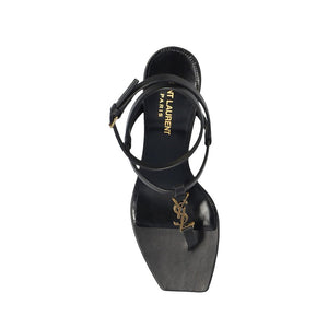 Black Calfskin Stiletto Heel Sandals