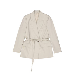 Beige Elastane Coat