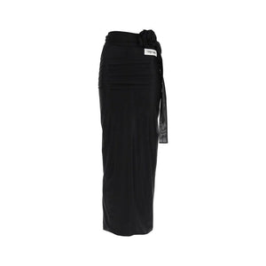 Black Elastane Long Skirt