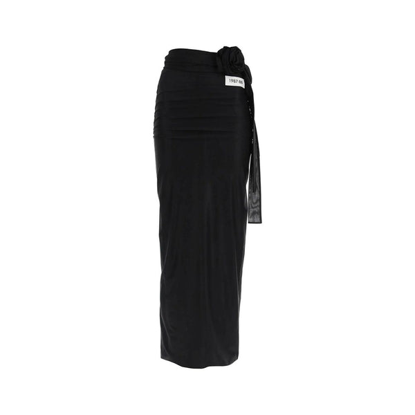 Black Elastane Long Skirt