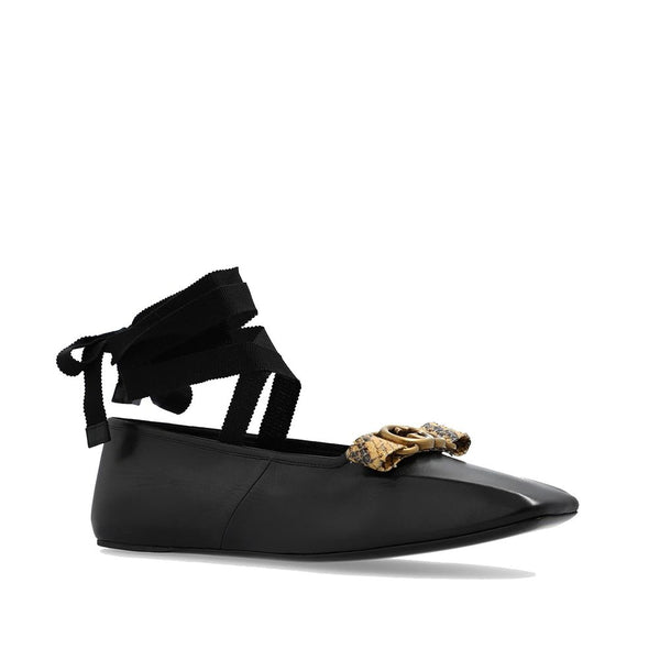 Black Calfskin Ballet Flats