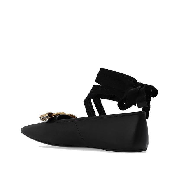 Black Calfskin Ballet Flats