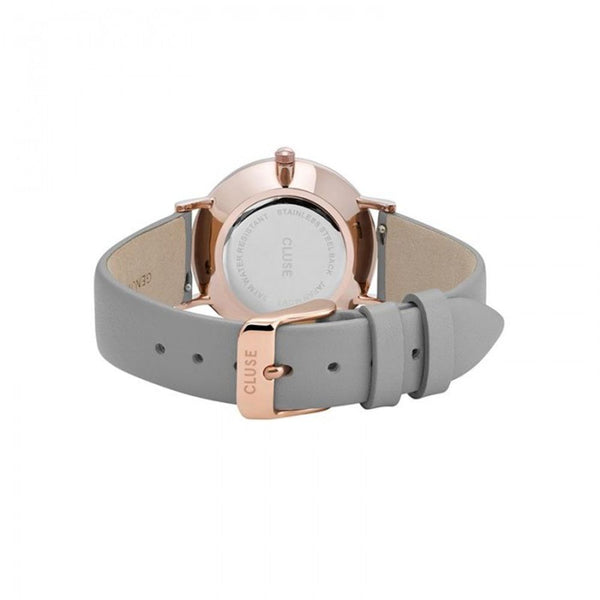 Gray Leather Dress Watch