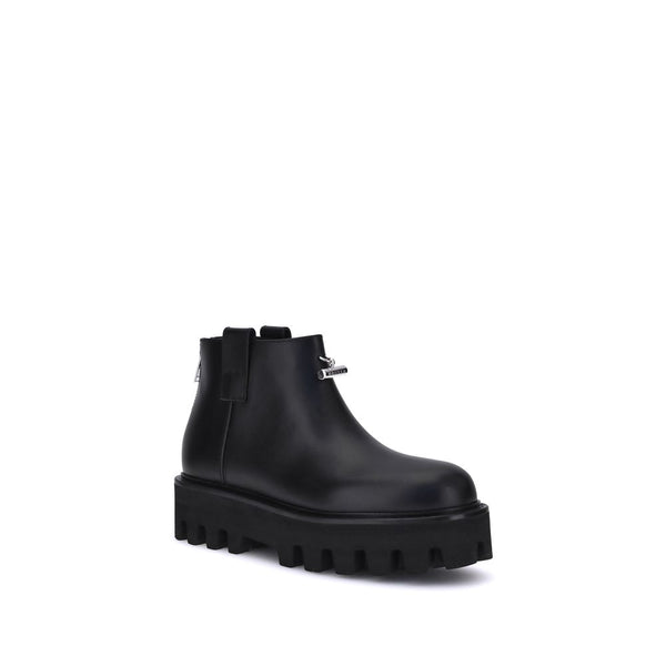 Black Calf Leather Bos Taurus Ankle Boots