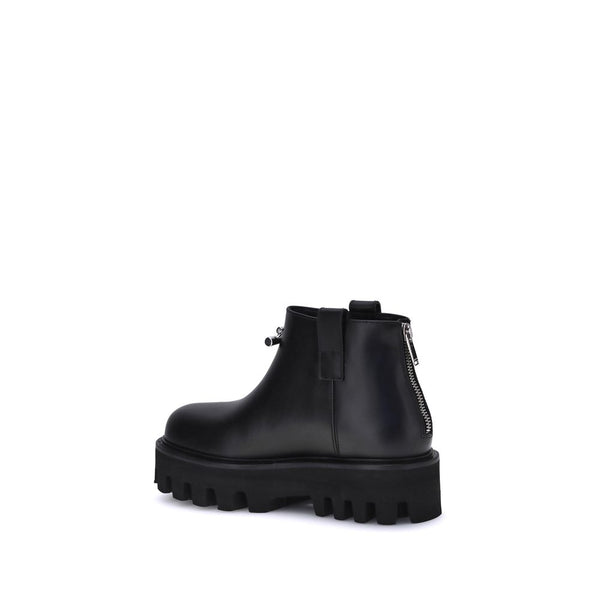 Black Calf Leather Bos Taurus Ankle Boots